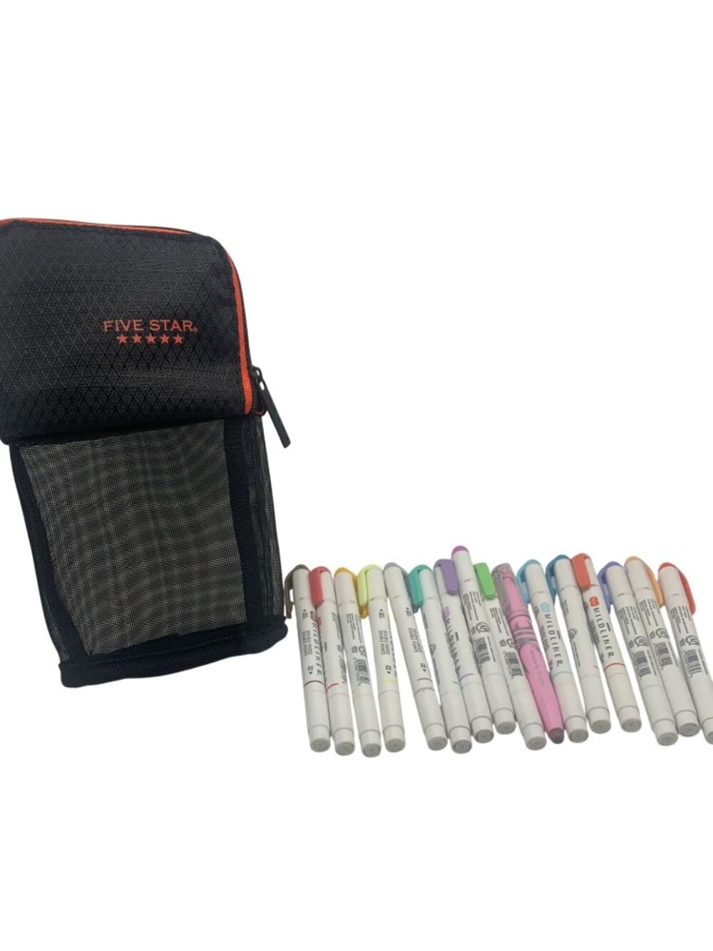 Five Star Black Pen Pouch With 14 Assorted Mildliner Double-Ended Pens